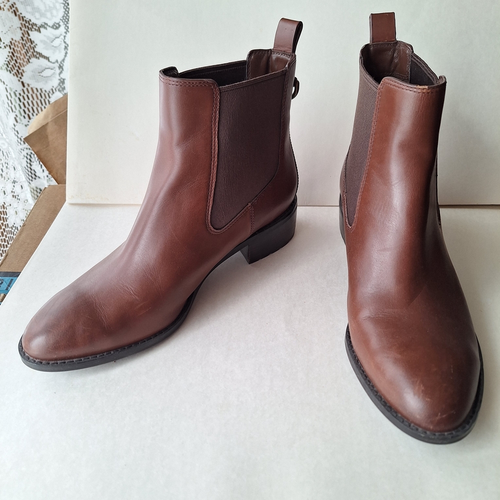 Cole Haan Waterproof Brown Leather Newburg Chelsea Boots Booties - Picture 4 of 13